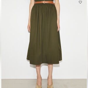 Tory Burch Poplin Skirt in Olive Pesto XXS
